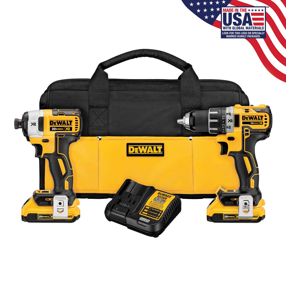 DEWALT DCK283D2 20V MAX XR Compact Cordless Drill/Driver & Impact Driver Combo Kit 1 DEWALT DCK283D2 20V MAX XR Compact Cordless Drill/Driver & Impact Driver Combo Kit