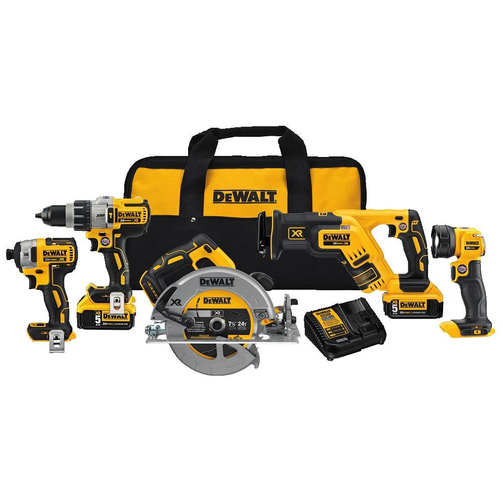 DEWALT DCK594P2 20V Max XR 5-Tool Combo Kit 1 DEWALT DCK594P2 20V Max XR 5-Tool Combo Kit